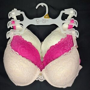 Jessica Simpson Womens Push Up Padded Bra Underwire 3 Lace 36C New without tags